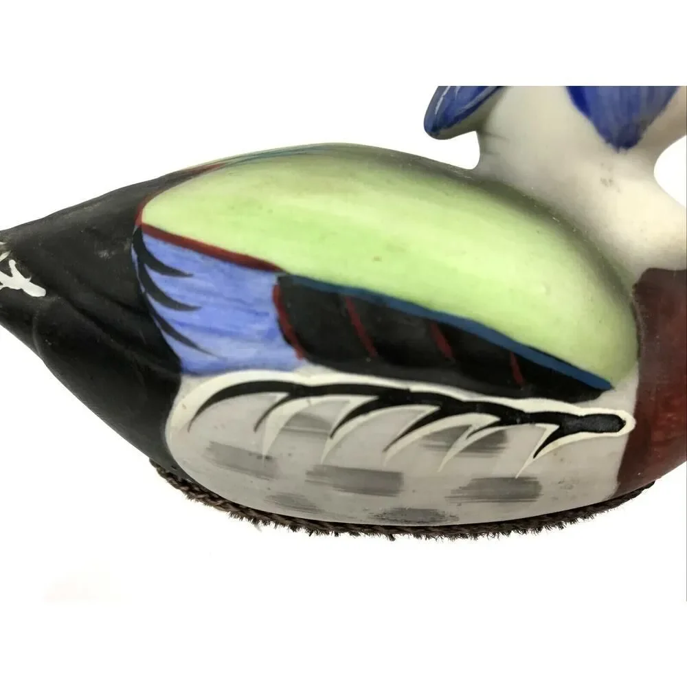 Jasco Mallard Duck Porcelain Lint Remover Brush 1980's Collectible Hand Panted